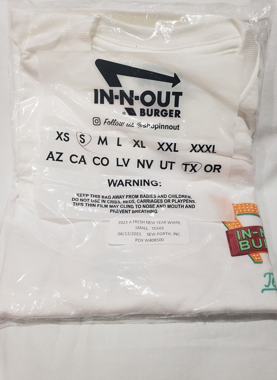 IN-N-OUT Burger White Graphic Tee (Small)